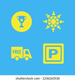 place icon. place vector icons set work group at the table, parking sign, trophy cup and free delivery