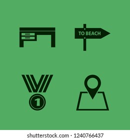 place icon. place vector icons set beach direction, location, desk and medal