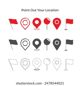 Place, Icon vector illustration, contact information, pin location, stock illustration. Set of map pin location icons. Map pin place marker. Location icon. GPS location symbol collection