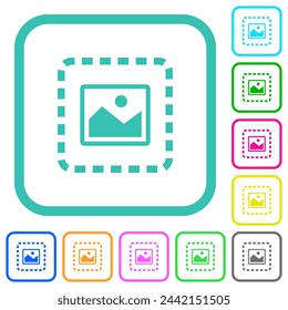 Colocar iconos planos de colores vivos de la imagen en bordes curvos sobre fondo blanco