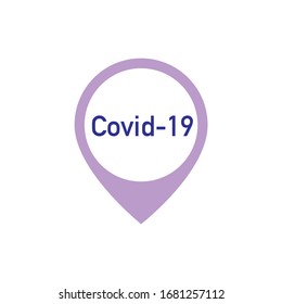 Place of infection with coronavirus covid-19. Coronavirus infected area map pointer. Stock vector illustration isolated on white background