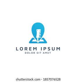 place and knife negative space logo design