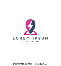 place and lightning negative space logo design
