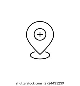 Colocar o agregar ubicación. Mapa Actualizar, lugar creado. Icono de Vector de trazo perfecto y editable