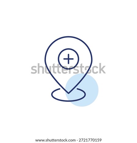 Place or location add. Map update, place created. Pixel perfect, editable stroke vector icon