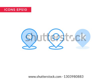 place, location, check point, message icon in line, outline, filled outline and flat design style isolated on white background. vector eps10