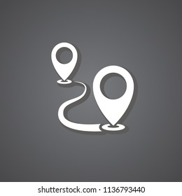 place marker gps location pin you are here car icon flat set map road travel trip wheel placement pin direction destination distance movement auto automobile guide transport way to go space