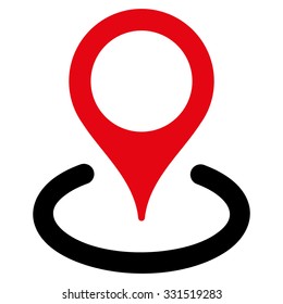 Place Marker vector icon. Style is bicolor flat symbol, intensive red and black colors, rounded angles, white background.