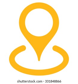 Place Marker vector icon. Style is flat symbol, yellow color, rounded angles, white background.