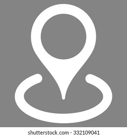 Place Marker vector icon. Style is flat symbol, white color, rounded angles, gray background.