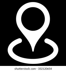 Place Marker vector icon. Style is flat symbol, white color, rounded angles, black background.
