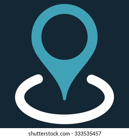 Place Marker vector icon. Style is bicolor flat symbol, blue and white colors, rounded angles, dark blue background.