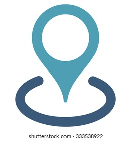 Place Marker vector icon. Style is bicolor flat symbol, cyan and blue colors, rounded angles, white background.