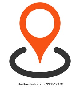 Place Marker vector icon. Style is bicolor flat symbol, orange and gray colors, rounded angles, white background.
