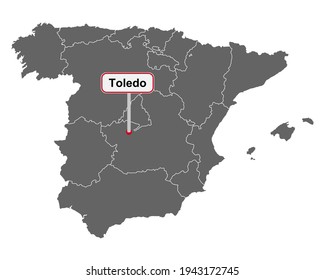 Ortsname Zeichen Toledo auf Karte von Spanien