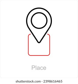 Place and pin icon concept