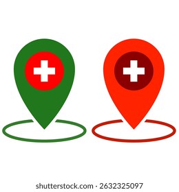 place pin icon with plus sign, simple flat style, illustration, logo sign symbol pictogram template, for ui or ux isolated on white for mobile app, editable