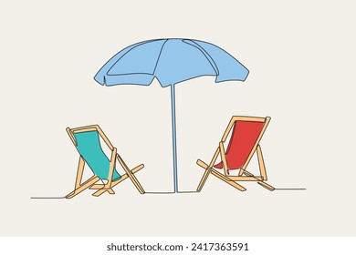 A place to relax on the beach. Beach one-line drawing