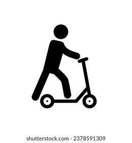 A place for riding a scooter. A man rides an electric scooter . EPS10