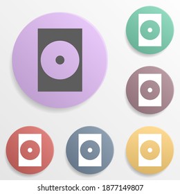 Place of sale of compact discs badge color set icon. Simple glyph, flat vector of map icons for ui and ux, website or mobile application