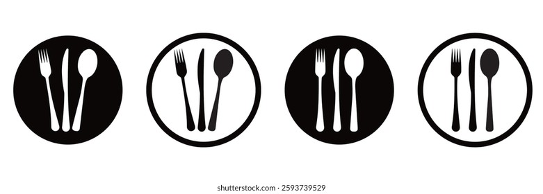 place setting cutlery knife, spoon and plate set icons of vector  illustration