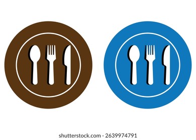 place setting cutlery knife, spoon and plate set icons of vector illustration. fork spoon and knife.