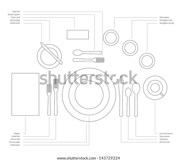 Place Setting Diagram Formal Dinner Soup Stock Vector (Royalty Free