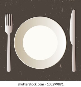 Place setting with plate, knife and fork