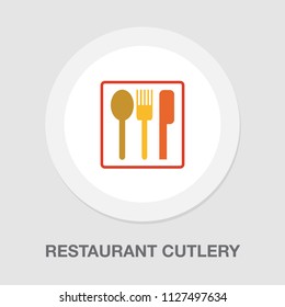 Place setting with plate, knife and fork illustration isolated - restaurant cutlery menu icon