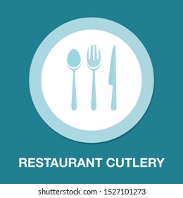Place setting with plate, knife and fork illustration isolated - restaurant cutlery menu icon