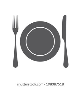 Place setting with plate, knife and fork