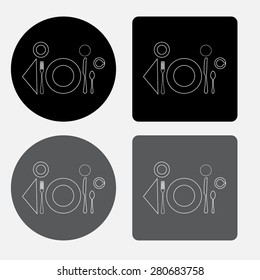 Place setting with plate, knife and fork