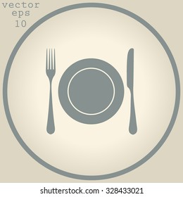 Place setting with plate, knife and fork