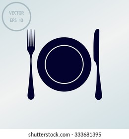 Place setting with plate, knife and fork