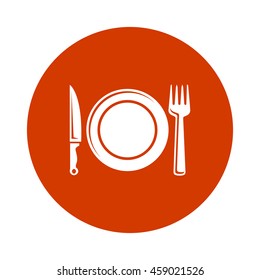Place setting with plate, knife and fork