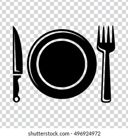 Place setting with plate, knife and fork