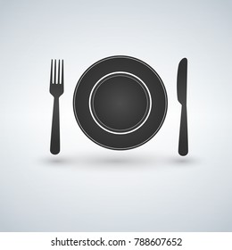 Place setting with plate, knife and fork