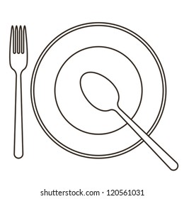 Place setting with plate, spoon and fork