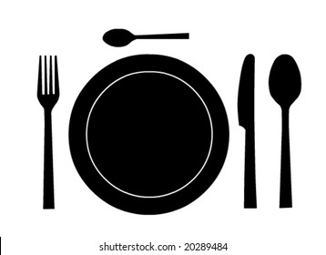 Place setting with plate in vector format