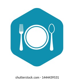 Place setting with plate,spoon and fork icon. Simple illustration of plate,spoon and fork vector icon for web