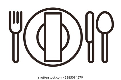 Place setting. Table setting. Restaurant icon isolated on white background