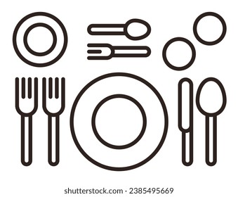 Place setting. Table setting. Restaurant icon  isolated on white background