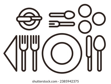 Place setting. Table setting. Restaurant icon isolated on white background