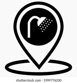 Place shower. Hygiene room. Having a shower. Vector icon.