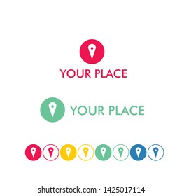 place sign with circle border, simple and eye catching icon, the color can change like you want.