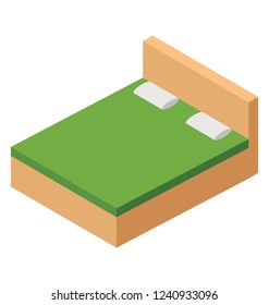 Place to sleep, bed isometric icon