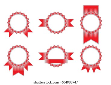Place for stamp. Red ribbon. Vector.