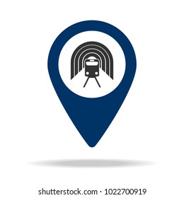 place of subway in blue map pin icon. Element of map point for mobile concept and web apps. Icon for website design and development, app development. Premium icon on white background