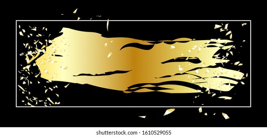 Place for text background with realistic golden glitter, confetti, chic. Vector illustration for greeting card, announcement, promotion, poster, flyer, web banner, article. greeting card with square f