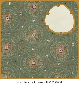 Place for text card frame with circles on green, vector